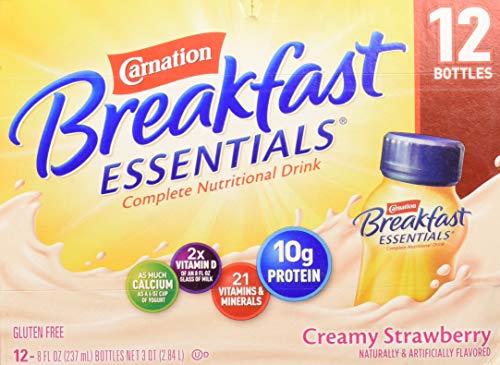 CARNATION BREAKFAST ESSENTIALS Breakfast Drink Plastic Bottle, Creamy Strawberry, 96 Ounce, 12 Count - 0050000538811