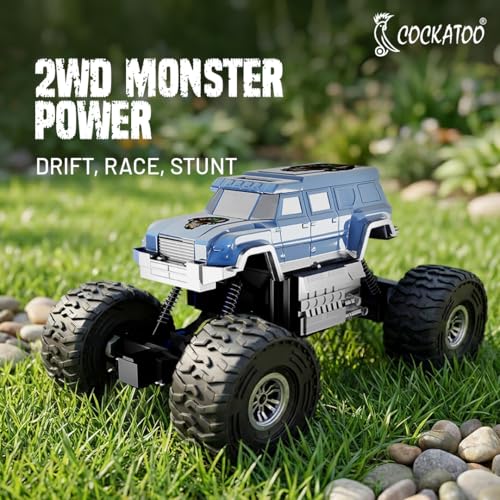 Image of Cockatoo-Kids Trailblazer 2WD Rechargeable Remote Control Car with App & Remote, Off-Road Monster Truck Toy for Boys Girls, Nitro Boost, Shock Absorber, Bluetooth Speaker, Fast USB Charging, Blue
