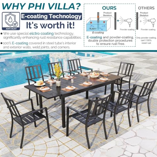 Image of PHI VILLA 9 Pcs Patio Table and Chairs Set w /Expandable Table