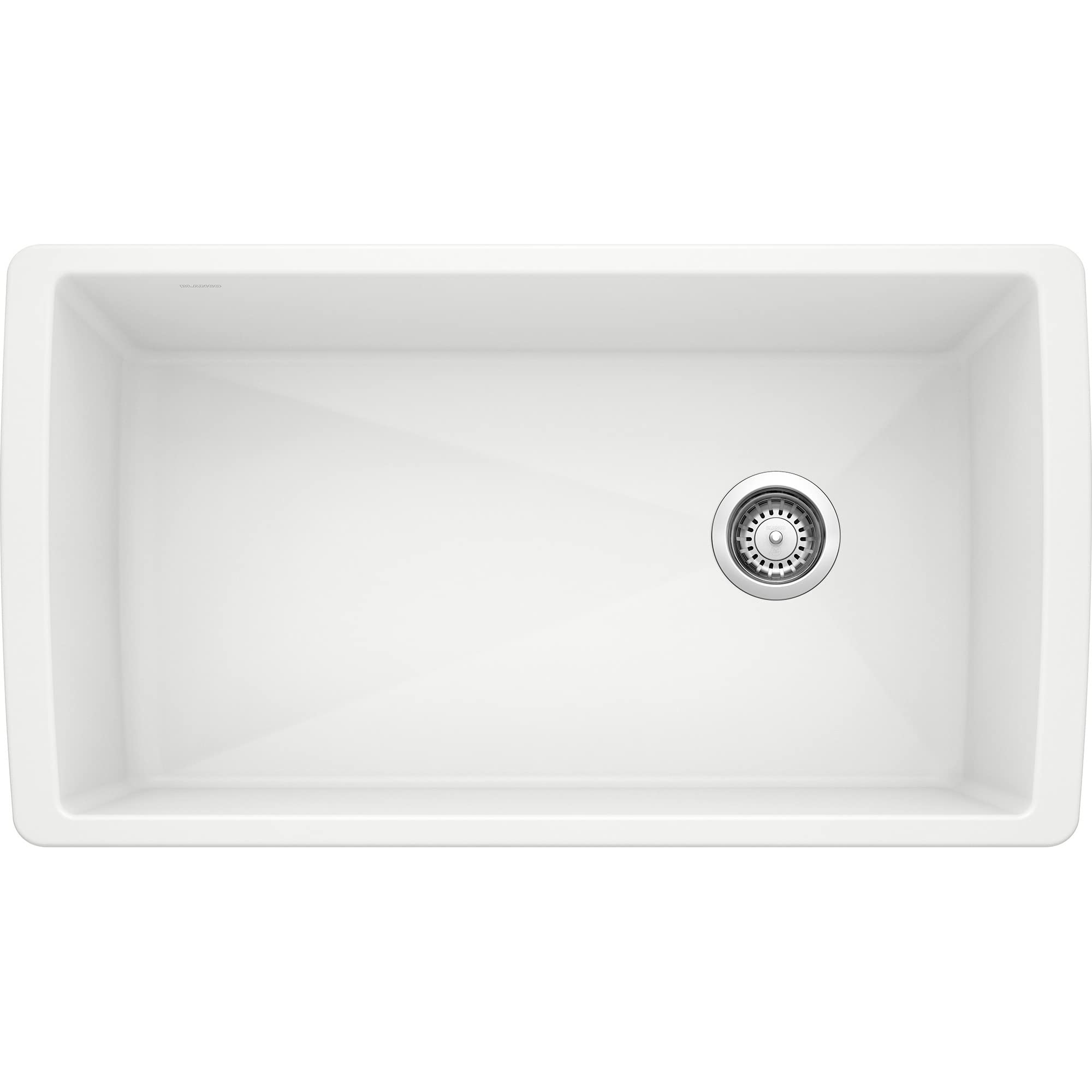 BLANCO, White 441767 DIAMOND SILGRANIT Super Single Undermount Kitchen Sink, 33.5" X 18.5"