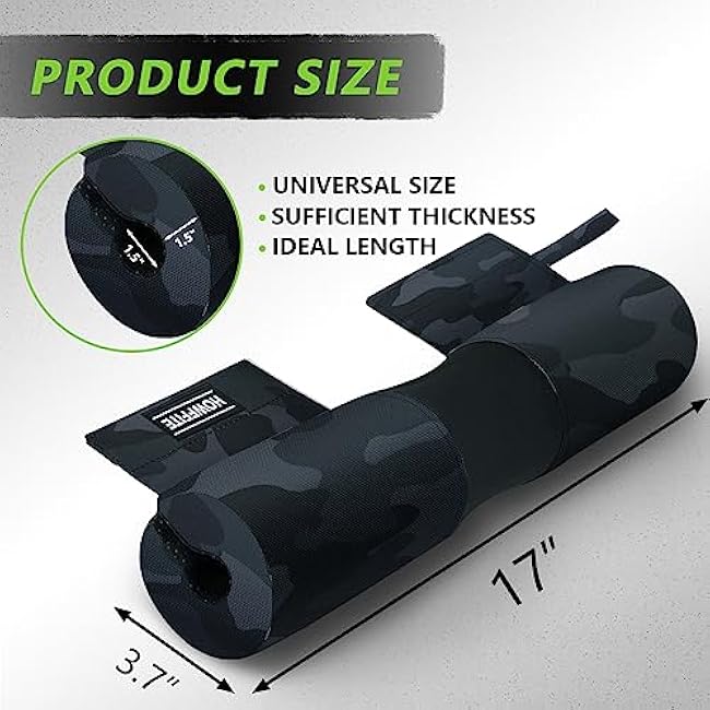 Barbell Pad Built-in Anti-Slide Design for Hip Thrusts, Squats and Lunges, Neck & Shoulder Protective Pad - Fits Standard and Olympic Bars