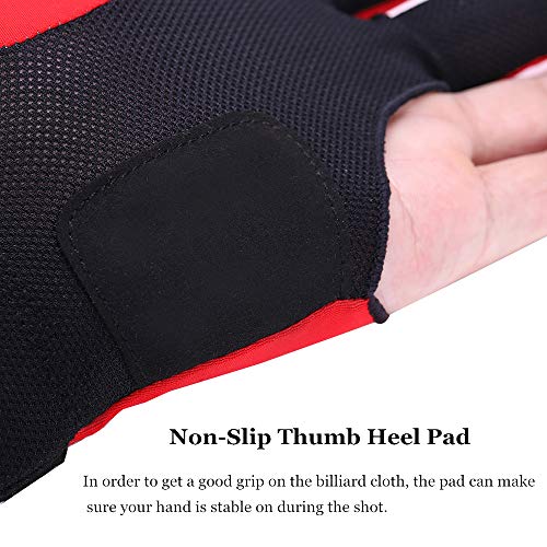 Roaming Quick-Dry Breathable Billiard Shooters Carom Pool Snooker Cue Sport Glove Fits on Left Hand (Red, S/M)