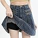 NLIADVY Denim Pleated Skirt, Buttoned Y2k Jean Skirt with Skort, Plus Size Women High Waisted A-Line Ruffle Mini Skirt (Blue,M)