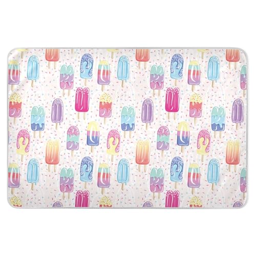 Sweet Ice Lolly - Almohadillas de cama reutilizables extra grandes resistentes al agua, almohadillas planas para cuna, almohadillas portátiles para niños, adultos, mascotas, 52 pulgadas de largo x 34