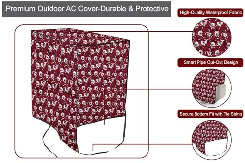 Image of The Furnishing Tree 1.5 Ton Split AC Cover for Indoor and Outdoor Units Floral Pattern Dark Brown