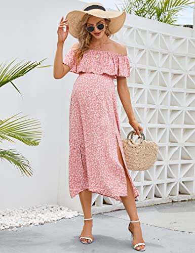 Image of Maternity Dress Women's Off Shoulder Split A Line Casual Maxi Dress Photography Dress for Babyshower