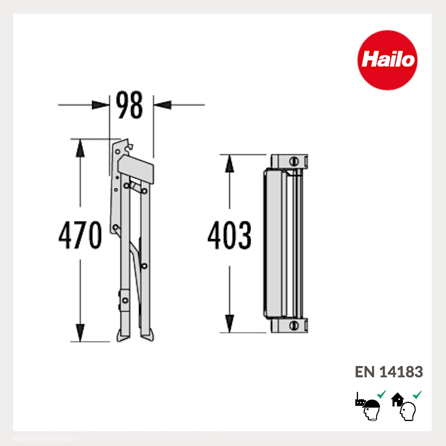 Hailo Stepfix 4410001 Stepfix 3.Generation - Escalera Plegable (2 peldaños, compacta y Segura, Antideslizante, Capacidad de Carga hasta 150 kg, Estable y fácil de Plegar)
