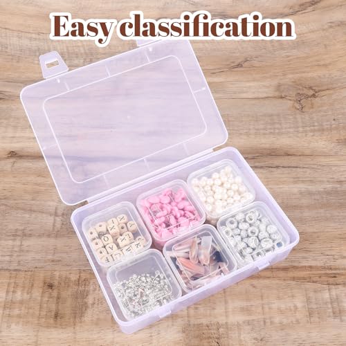 Image of Bead Organizers and Storage, 7 Pcs Clear Small Plastic Box Portable Bead Storage Containers with Lid Rectangular Jewelry Organizer Box for DIY Crafts, Necklace, Bracelet, Earring, Nails, Small Parts
