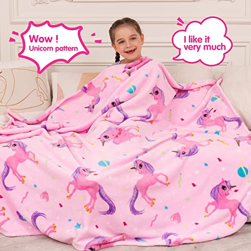 Inhand Unicorn Print Blanket, Fuzzy Baby Girl Unicorn Print Throw Blankets For Couch, Kids Fleece Throw Blanket, Soft Warm Plush Unicorn Toddler Blanket, Flannel Throw Blankets For Children, 40''X50'' #TOP1