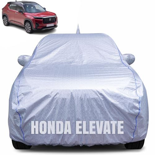 Image of 100% Waterproof Car Body Cover for Honda Elevate with Mirror Pocket, Heat & UV Resistant, Triple Stitched, Soft Lining, Bottom Elastic & Piping (Silver Reflective)