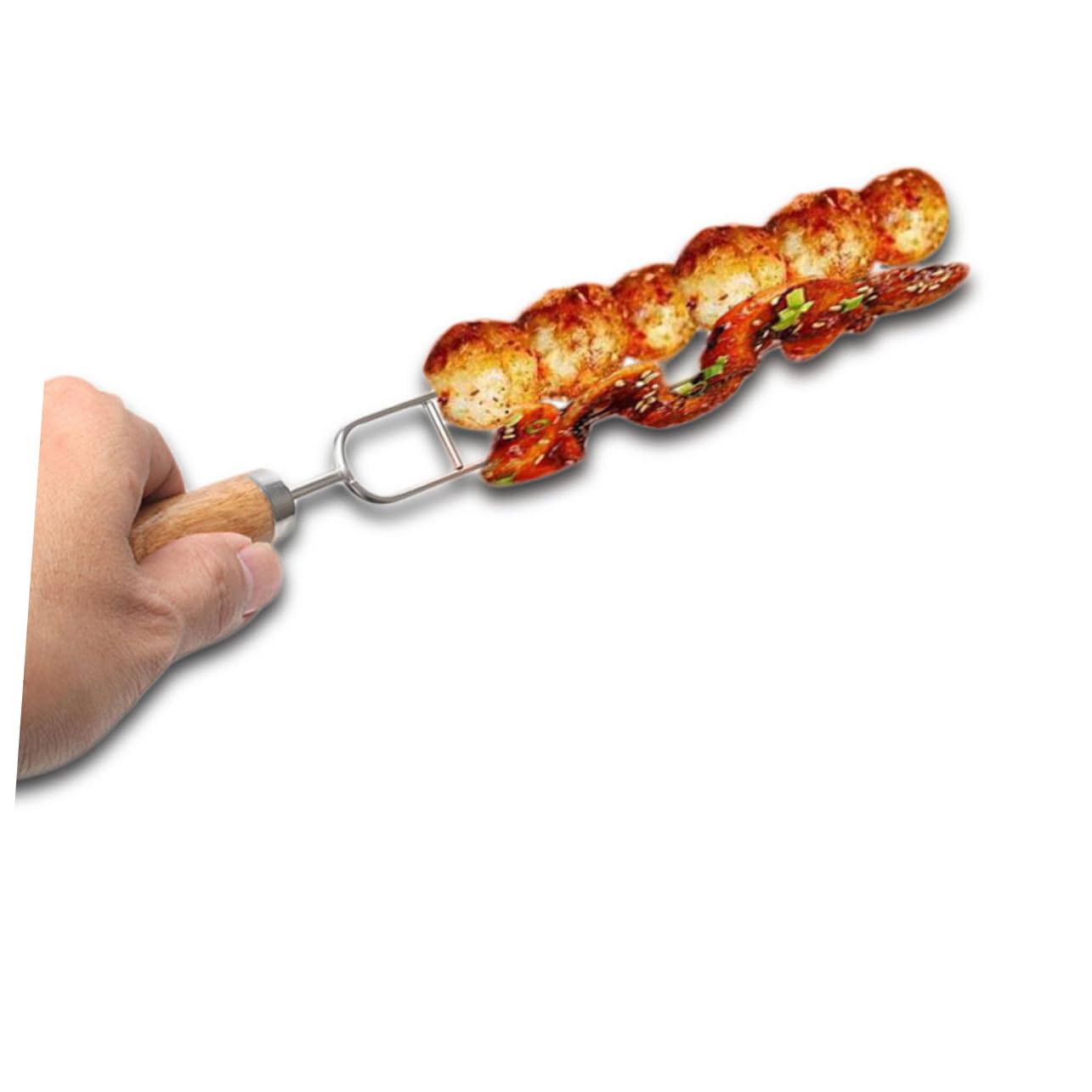 Acciaio Inox Spiedini con Manico in Legno 10 Pezzi, per Barbecue