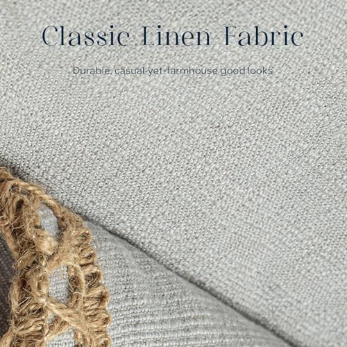 Phantoscope Pack of 2 Farmhouse Decorative Throw Decorative Pillow Cover Burlap Linen Trimmed Tailored Edges, Flax Gray, 20 x 20 inches, 50 x 50 cm by Phantoscope - Image 2
