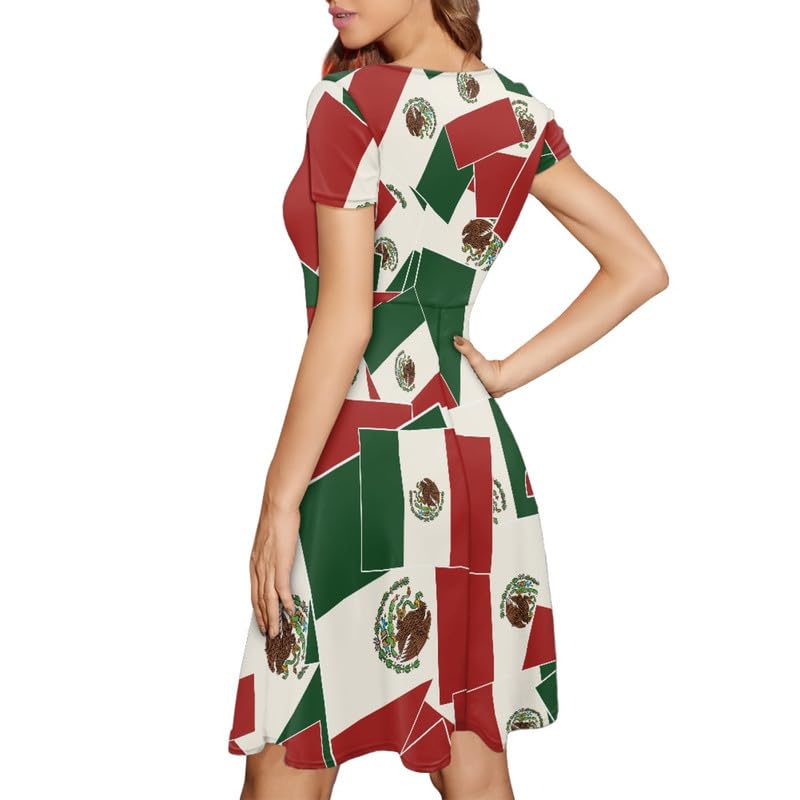 Image of Irisjudy T Shirt Dress for Women Short Sleeve Girls Short Sleeve Dress Plus Size, O Neck Knee Length Midi Dress for Ladies