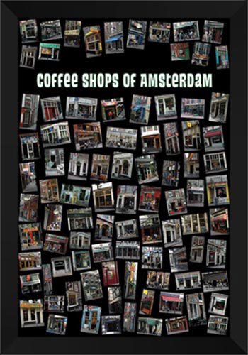 Coffee Shops Of Amsterdam 28x40 Framed Art Print.