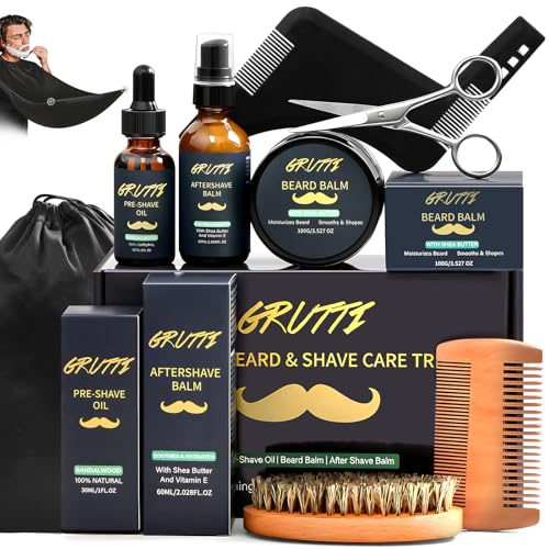 Kit de soin de la barbe premium incluant baume nourrissant et brosse en bois massif