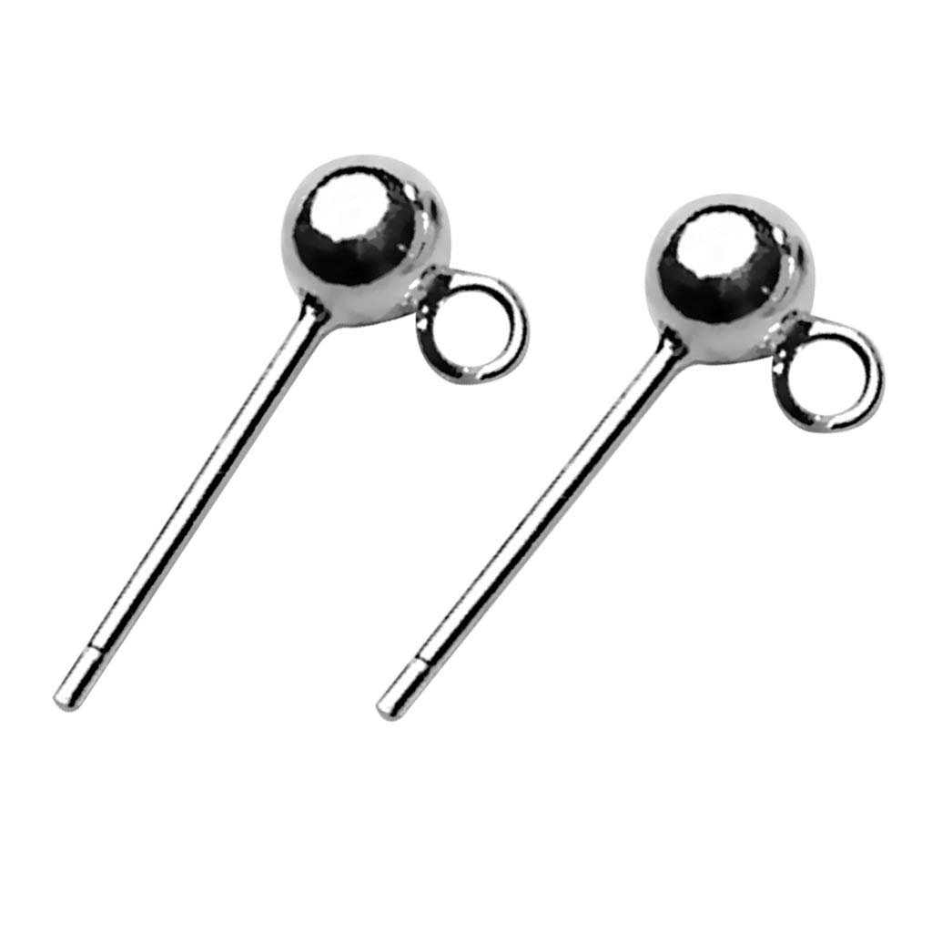 MHTMHT Solid 925 Sterling Silver Ball Earring Stud Posts Backs Jewelry Findings 3mm