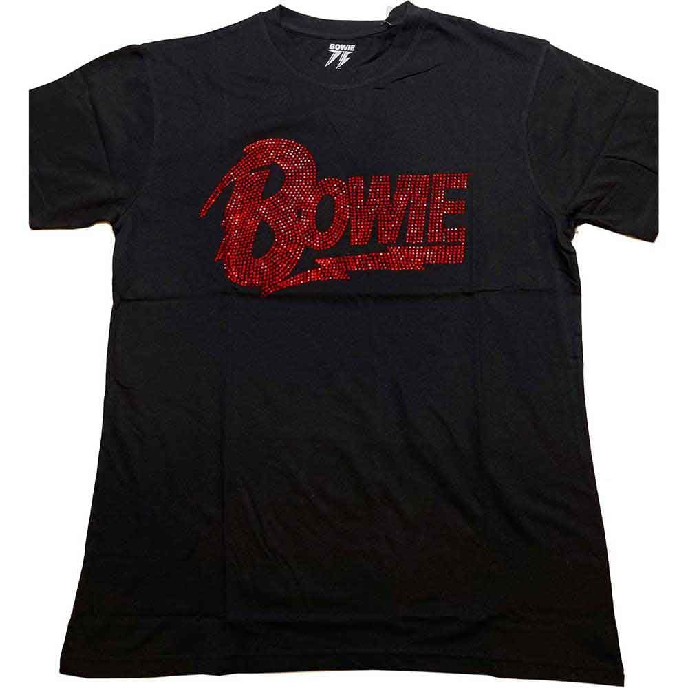 Paradiso Clothing Unisex Black/Dark/Red David Bowie Diamante Flash T Shirt - Xl