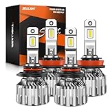 SEALIGHT H11 9005 Light Bulbs Combo, 92,000 Lumens 800% Brighter 6500K Cool White Light, 1:1 Size 9005/HB3 H11/H9/H8 DRL Fog Light Halogen Replacement, Plug-N-Play, Pack of 4