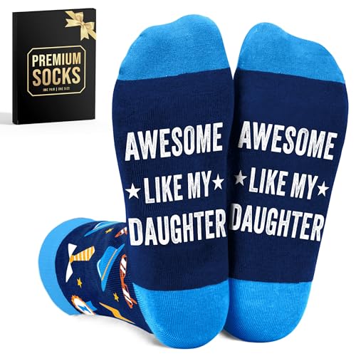 Fathers Day Gift For Dad From Daughter - Funny Dad Socks For Father Unique Presents Awesome Like My Daughter Best Ever Design Novelty Socks Great Gift Ideas For Birthday Or Christmas