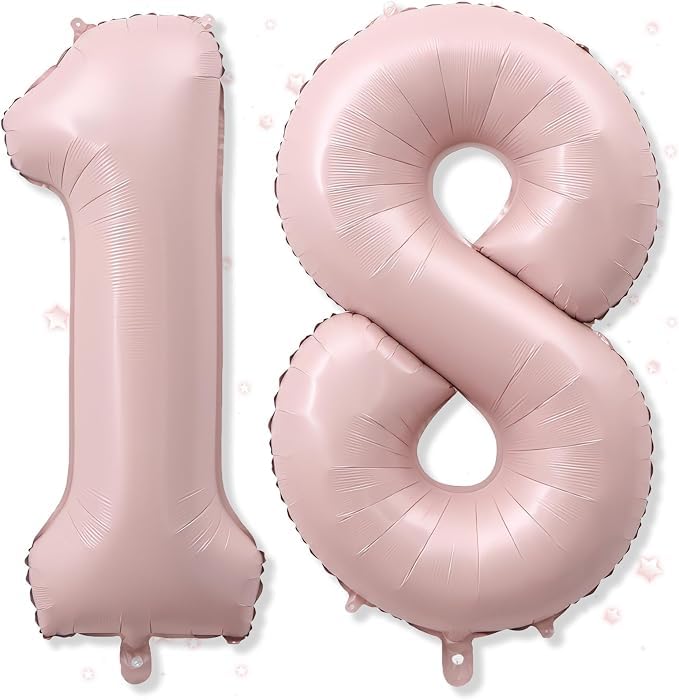 40 Inch Retro Dusty Pink Number 18 Foil Balloon Set (Pack of 2) for 18th Birthday, Milestone & Anniversary Decor | Large Matte Pink 18 Balloons for Boys, Girls, Boho Theme Party Decoration-image-8