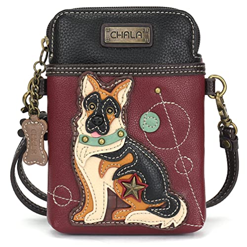 Image of CHALA Dog Collection Cell Phone Crossbody Purse-Women PU Leather /Canvas Multicolor Handbag with Adjustable Strap