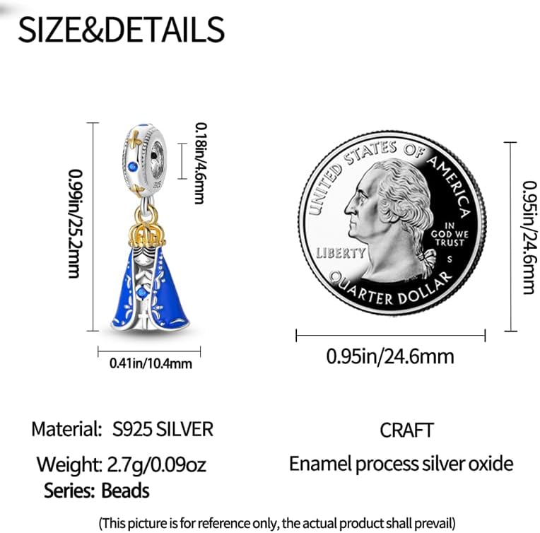 Miniatura 4 de Pandach Dijes colgantes de plata de ley 925 para pulseras y collares, dijes colgantes de Madonna con cuentas de girasol, joyería para mujer