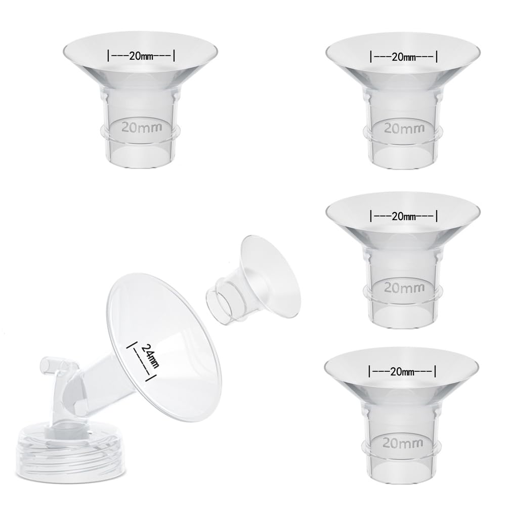 4PCS 20mm Flange Inserts Compatible with Momcozy Air 1/W1/M9/M6/M5/S9pro/S12pro/Spectra/Eufy/Medela/Spectra/Elvie/Lansinoh Breast Pump,Reduce 24mm Tunnel Down to Correct Size