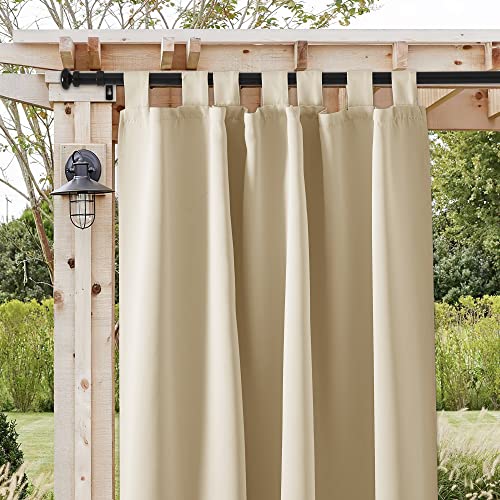 RYB HOME Black Curtain Rod for Window, 1" Rustproof Telescoping Single Curtains Rods with Oval Pattern Ball Finials for Shower Bedroom Patio Gazebo Porch, Matt Black, 1" Diameter, 48" to 86"
