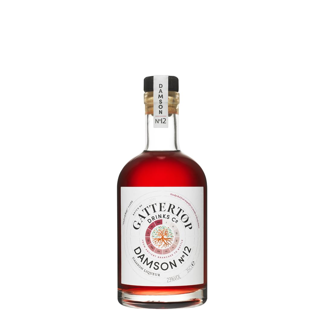 Gattertop Drinks Co, Damson No12, (23% ABV, 35cl Vodka) Fruit Liqueur, Premium, British, Organic, Sustainable, Vodka Gifts, Gift Sets, Naturally Flavoured