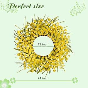 Artificial spring wreaths for front door 24 inch spring wreath yellow summer wreath with yellow flowers berries for porch farmhouse wall indoor home decoration  urban country home decor