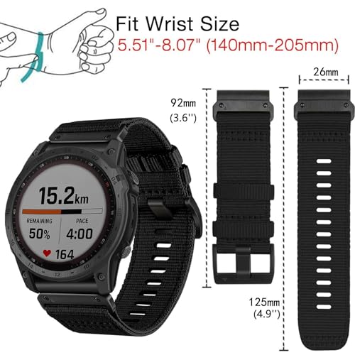Bracelet de montre 26mm en nylon robuste et acier inoxydable - 7