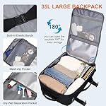 PIJUSHI Travel Backpack for Women Men Flight Approved Carry on Bag 16 inch Laptop Personal Item Daypack with Shoe Compartment(PE038 Black) - Image 3