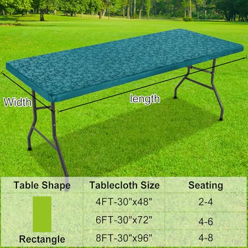 Image of Smiry Heavy Duty Vinyl Fitted Tablecloths for 8 Foot Rectangle Tables