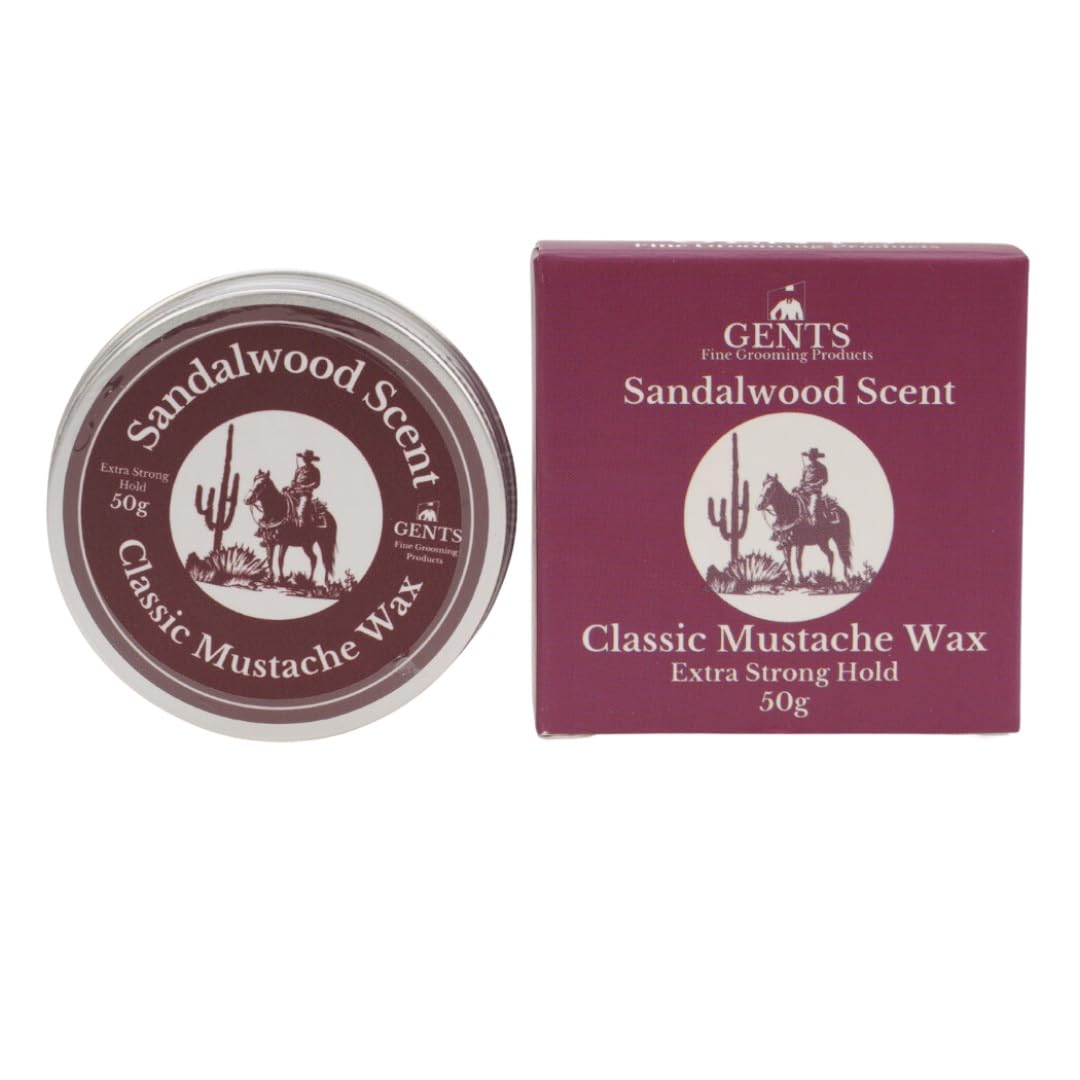 G.B.S Gents Sandalwood Scented Mustache Wax – Strong Hold & Natural Finish – Tame, Shape, and Style Your Mustache with a Rich Woodsy Scent