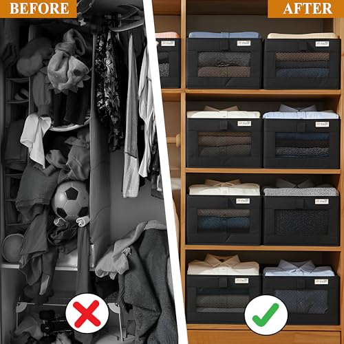 Image of JD FRESH Foldable Cloth Cover Storage Box /Wardrobe Clothes Organizer /Storage Basket /Space Saving Storage /Collapsible Clothes Organizer /Cupboard Storage Boxes for Shirts, Pants (Black Pack of 1)