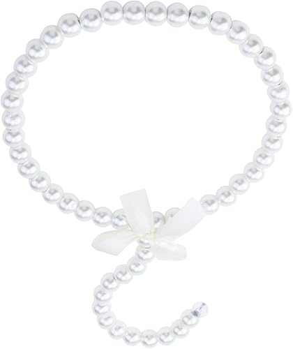 Miniatura 2 de LC LICTOP Organizador de bufanda con cuentas de piel blanca para corbatas, chales, bufandas y velos