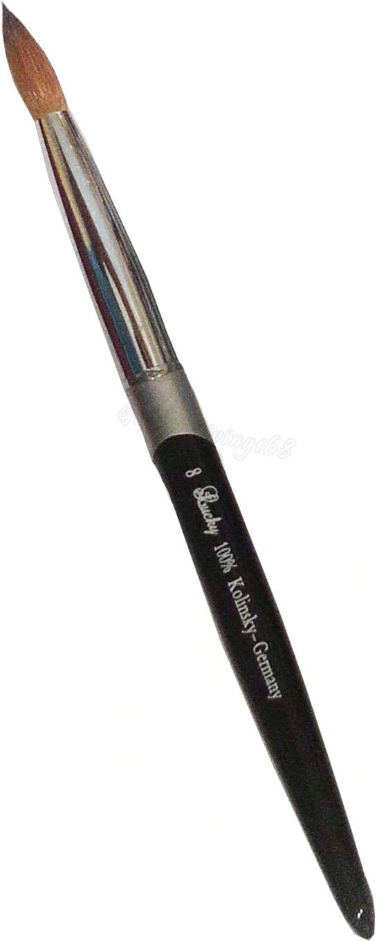 Professional Black Silver Kolinsky Acrylic Nail Brush Round Size 8 10 12 14 16 18 20 by Lucky Nails (8)