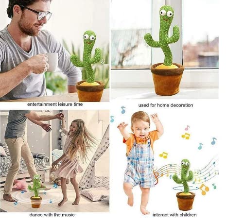 Image of UCRAVO Cactus Toy with Dancing, Lighting,Singing, Recording and Repeat Your Words, Lights Cactus Toy for Kids (Dance Cactus Toy Multi)