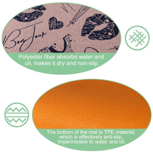 2 alfombrillas de cocina con diseño de la torre Eiffel, base antideslizante y lavable 5