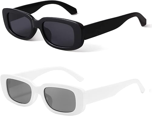 BUTABY Lentes de sol rectangulares para mujer, lentes de conducción retro, estilo vintage de los años 90, marco cuadrado estrecho, protección UV400