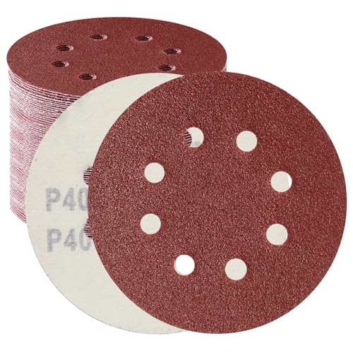 MORLARCO ランダムサンダー ペーパー 125mm 40番 40枚入セット サンダー ペーパー マジック式 8穴 サンディングペーパー 丸型 サンディングディスク 電動サンダー用サンドペーパー 木工DIY作業に 金属磨き 自動車整備の商品画像（Amazon）