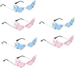 Óculos De Sol Legal 6 Peças De Óculos Óculos De Sol Legais Óculos De Sol Engraçados Tons De Óculos Óculos Sem Aro Óculos De Tiro De Coração Óculos De Sol De Chama