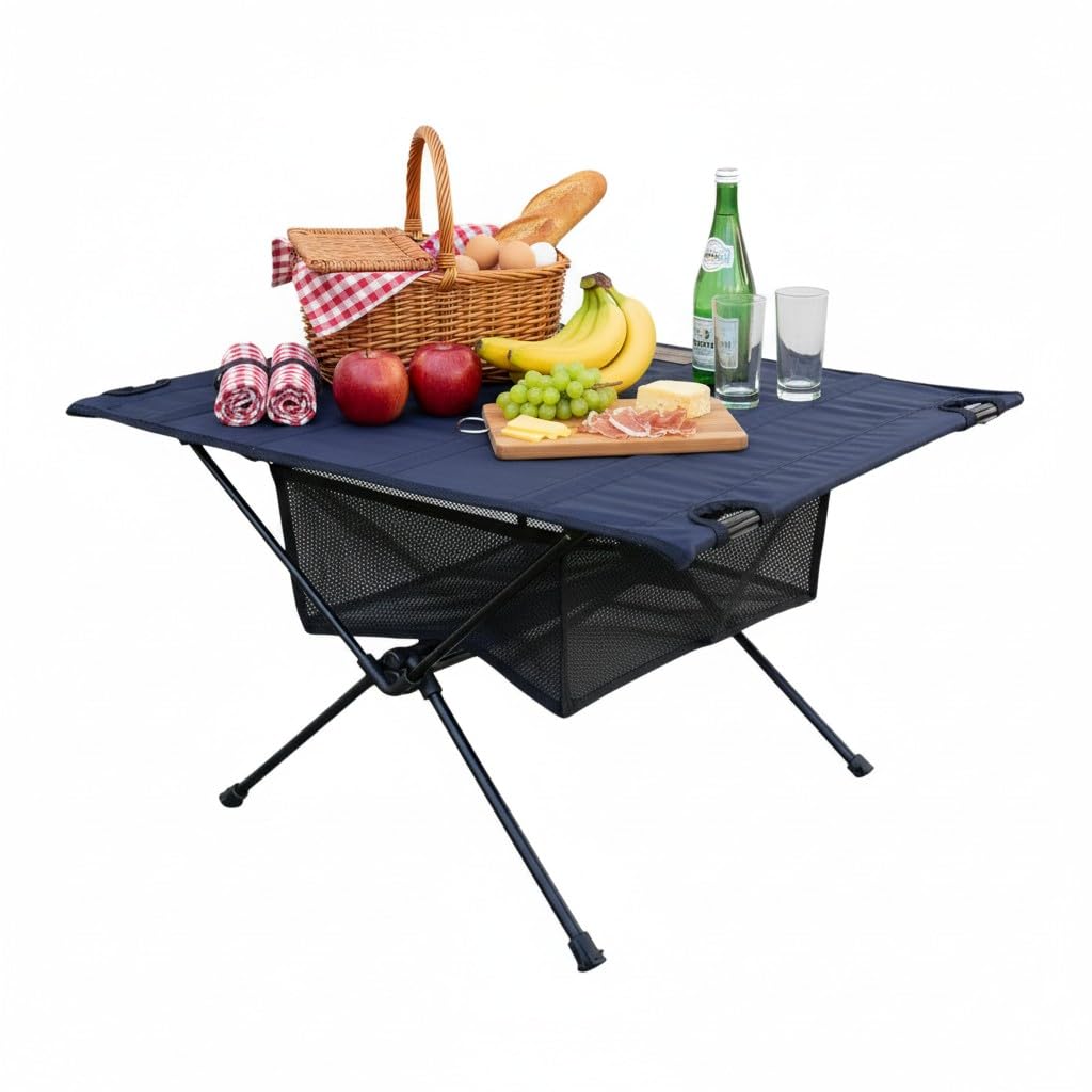 Ultralight Backpacking Table - Collapsible Camping Table with Storage Mesh for Camping Gear Accessories, Hiking, Mountaineering, Outdoor Travel