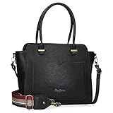 3 Innentaschen Pepe Jeans India Handtasche Schwarz 29x25x12 cms Synthetisches Leder