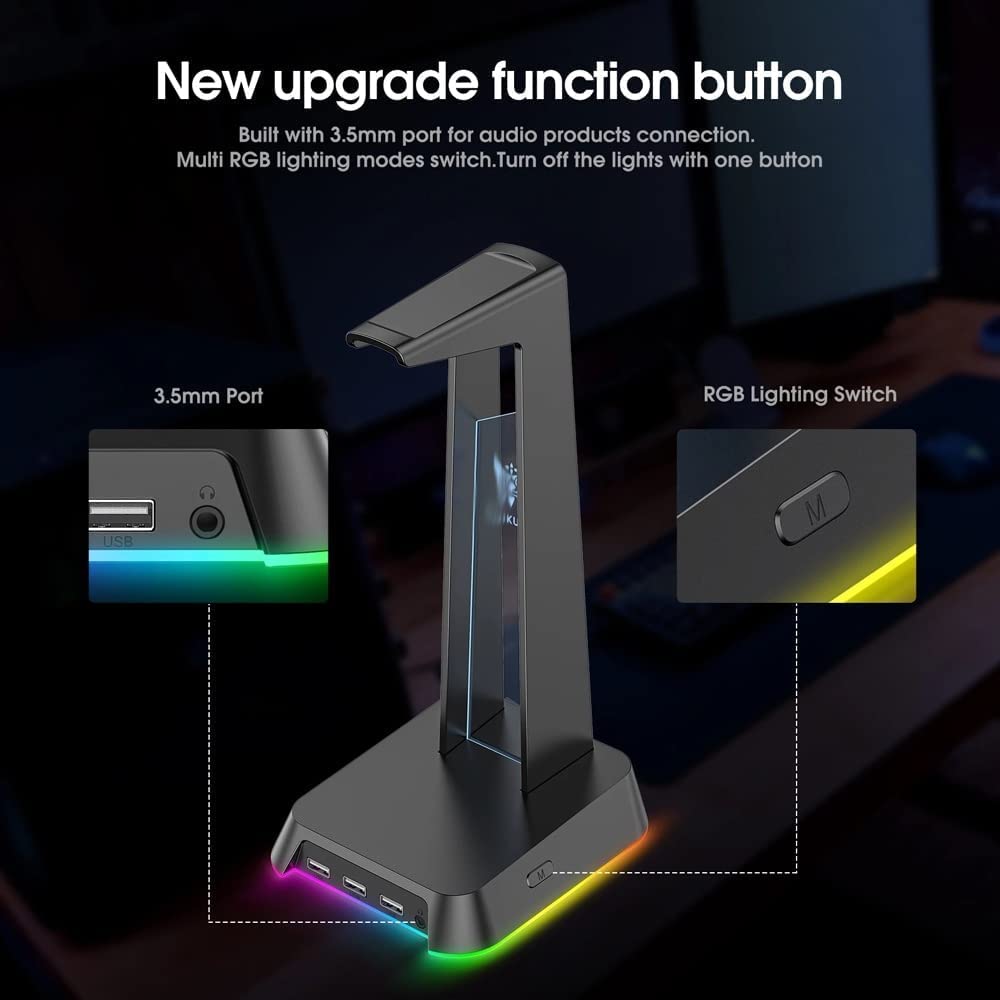 supporto per cuffie, Cuffie for computer da gioco RGB Supporto for display tavolo(Black)