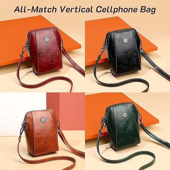 Elmyse Crossbody Bag Leather, Retro All-Match Vertical Cellphone Bag, Crossbody Leather Shoulder Bags and Clutches2