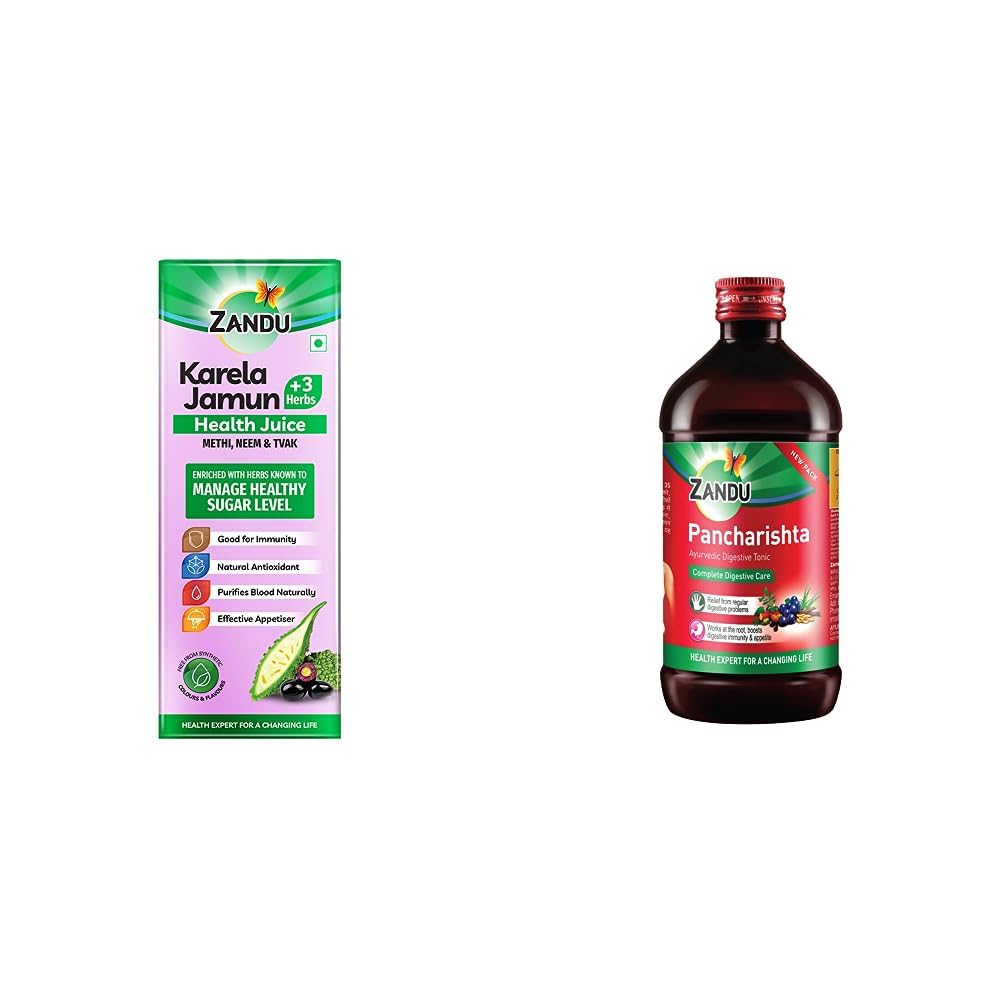 Buy Zandu Karela Jamun Juice 1L, Controls Blood Sugar, Diabetes Care