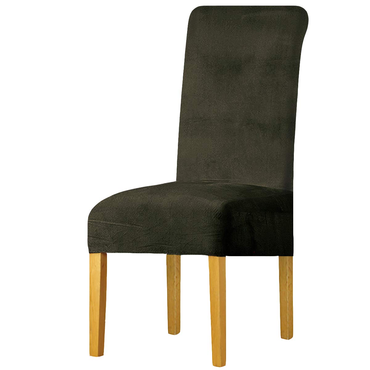 LANSHENG Stretchy Chair Covers for Dining Room Chairs,Stretch Spandex with Elastic Band Chaircover,Velvet Large Dining Chair Slipcovers for Restaurant Hotel Party Banquet (Green Gray,2 Pack(M)) โ image 1