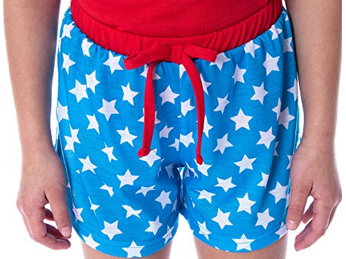 DC Comics Girls' Wonder Woman Gold Foil Logo Shirt and Shorts Loungewear 2 Piece Pajama Set3