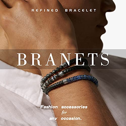 Branets - Bracciale da uomo in vera pelle, con